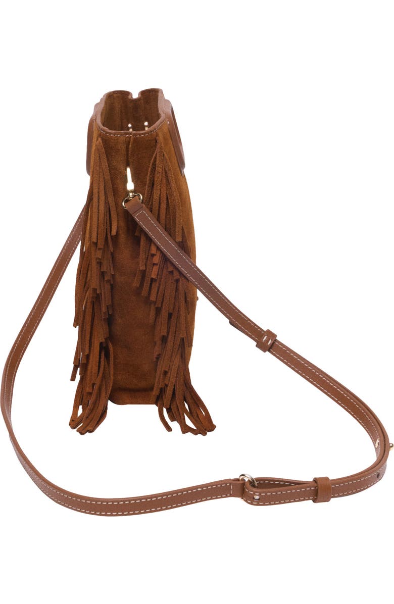 maje Topstitched suede M bag, Alternate, color, Brown