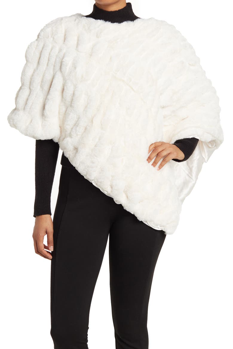 Faux Fur Poncho, Main, color, IVORY
