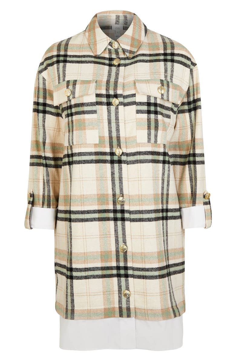 River Island Women's Longline Plaid Flannel Shirtdress, Alternate, color, 