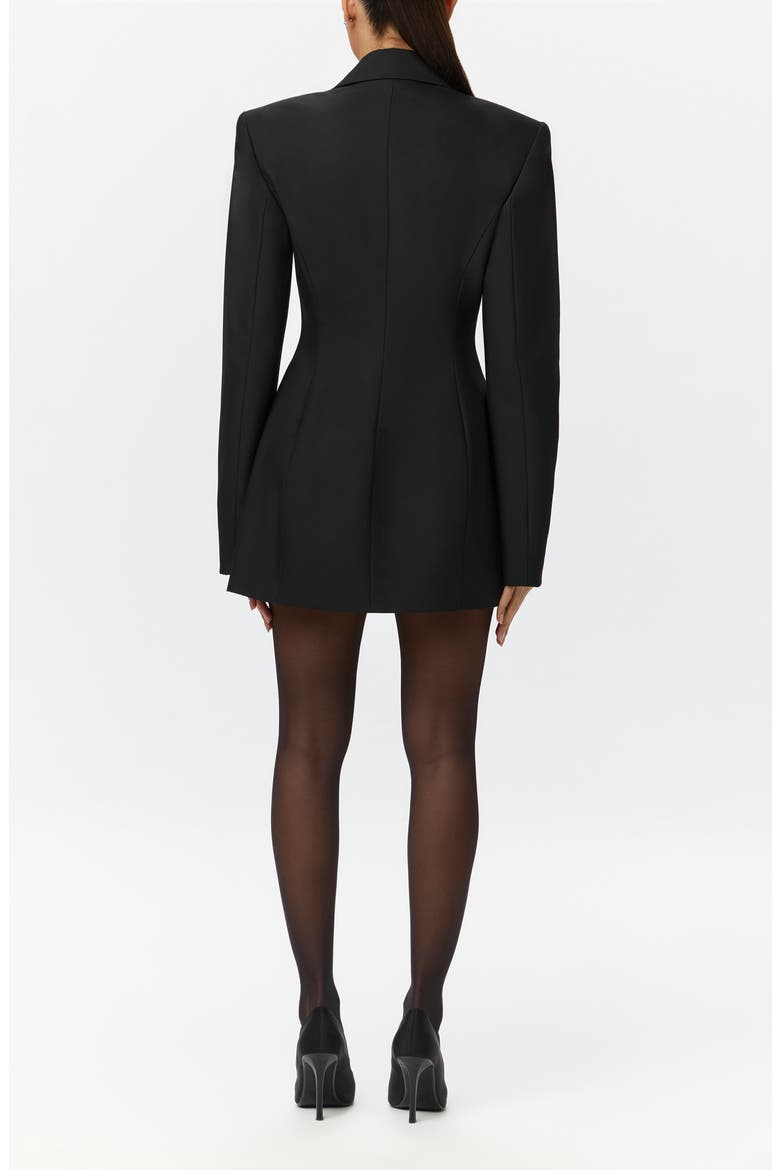 Pleated Long Sleeve Suiting Blazer Minidress, Alternate, color, BLACK
