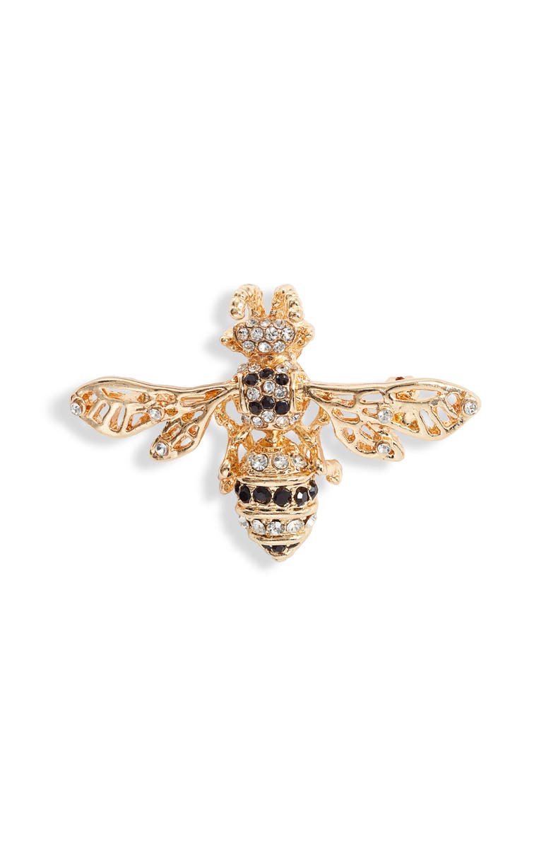 CLIFTON WILSON Crystal Bee Lapel Pin, Main, color, Gold