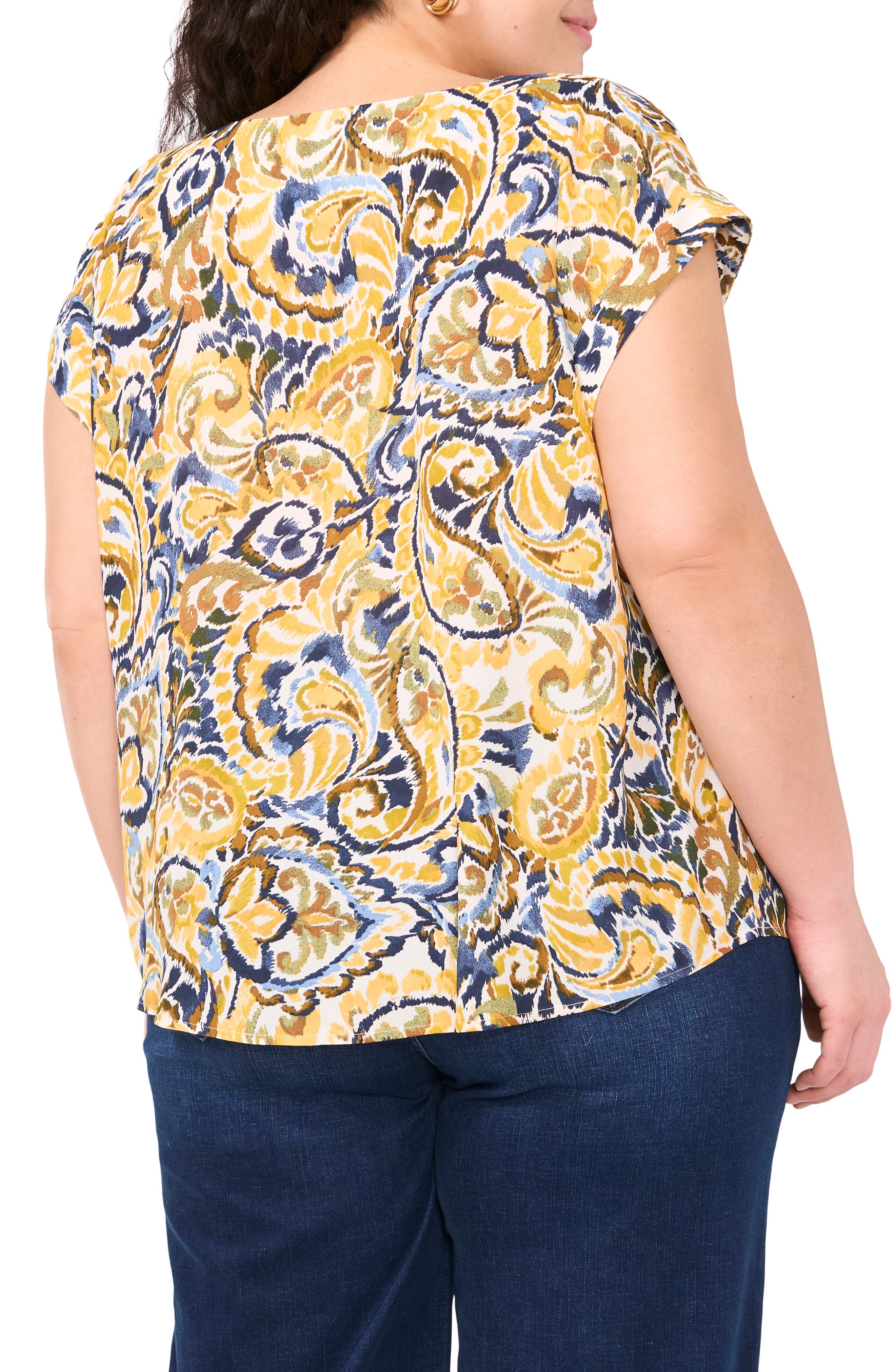 Swirl V-Neck Drop Shoulder Top - image 2