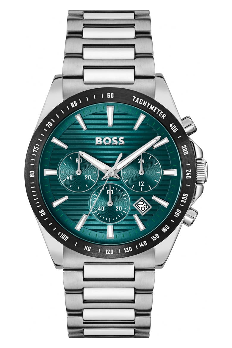 Strike Chronograph Bracelet Watch, 41mm, Main, color, GREEN