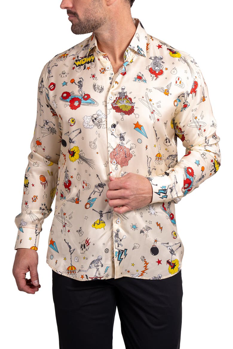 Fibonacci Ascension Contemporary Fit Button-Up Shirt, Alternate, color, IVORY