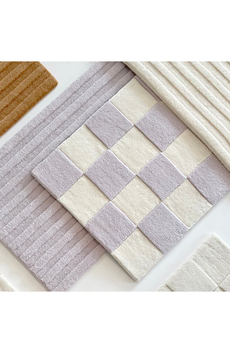 Maison Deux Checkerboard Rug, Alternate, color, Lilac / White