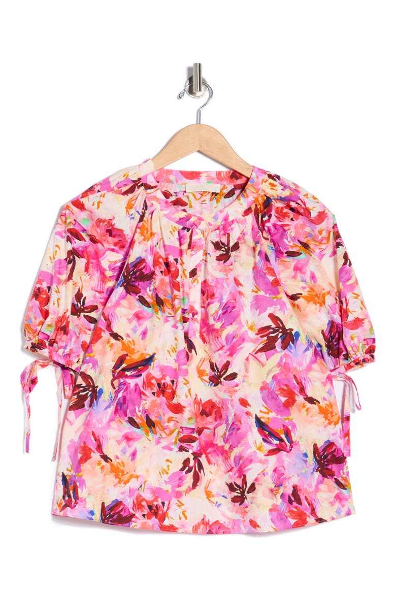 Vienne Floral Print Puff Sleeve Top, Alternate, color, AZALEA