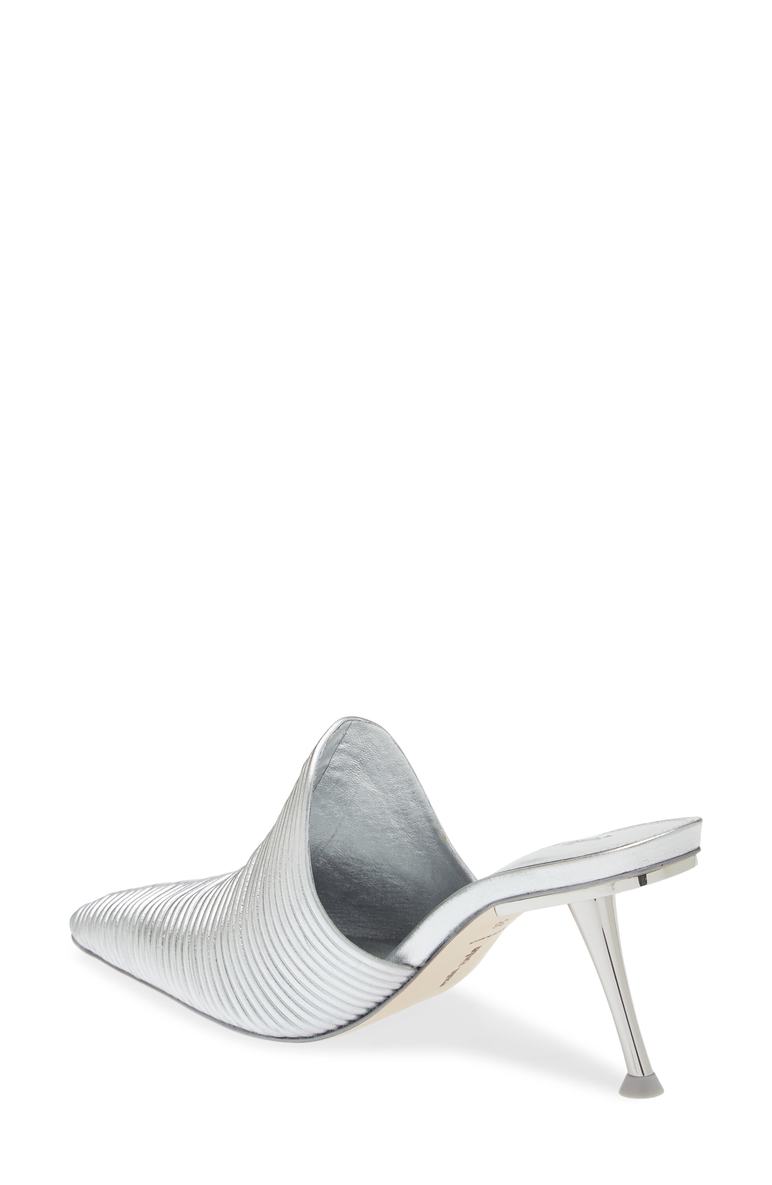 Mara Metallic Pointed Toe Mule, Alternate, color, BRIGHT SHINY SILVER
