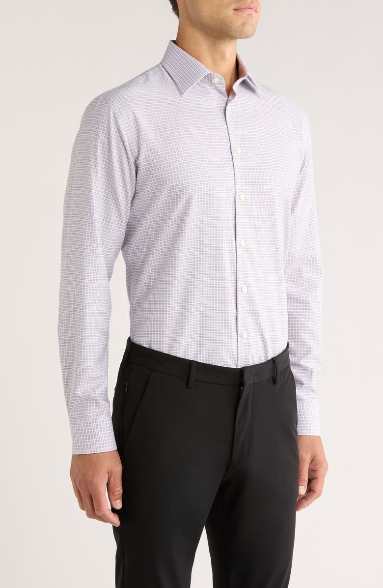 Nordstrom Trim Fit Check Premium Non Iron Cotton Dress Shirt, Alternate, color, Pink- Green Cline Plaid