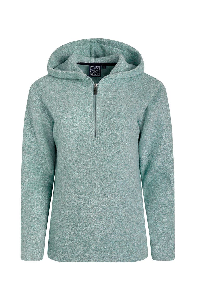 Alisa 1/4 Zip Snow Marl Fleece Hoodie, Alternate, color, Mineral Blue