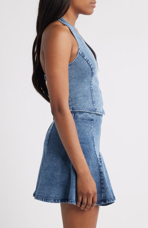 Steve Madden Beatrix Denim Halter Top In Acidwash Denim