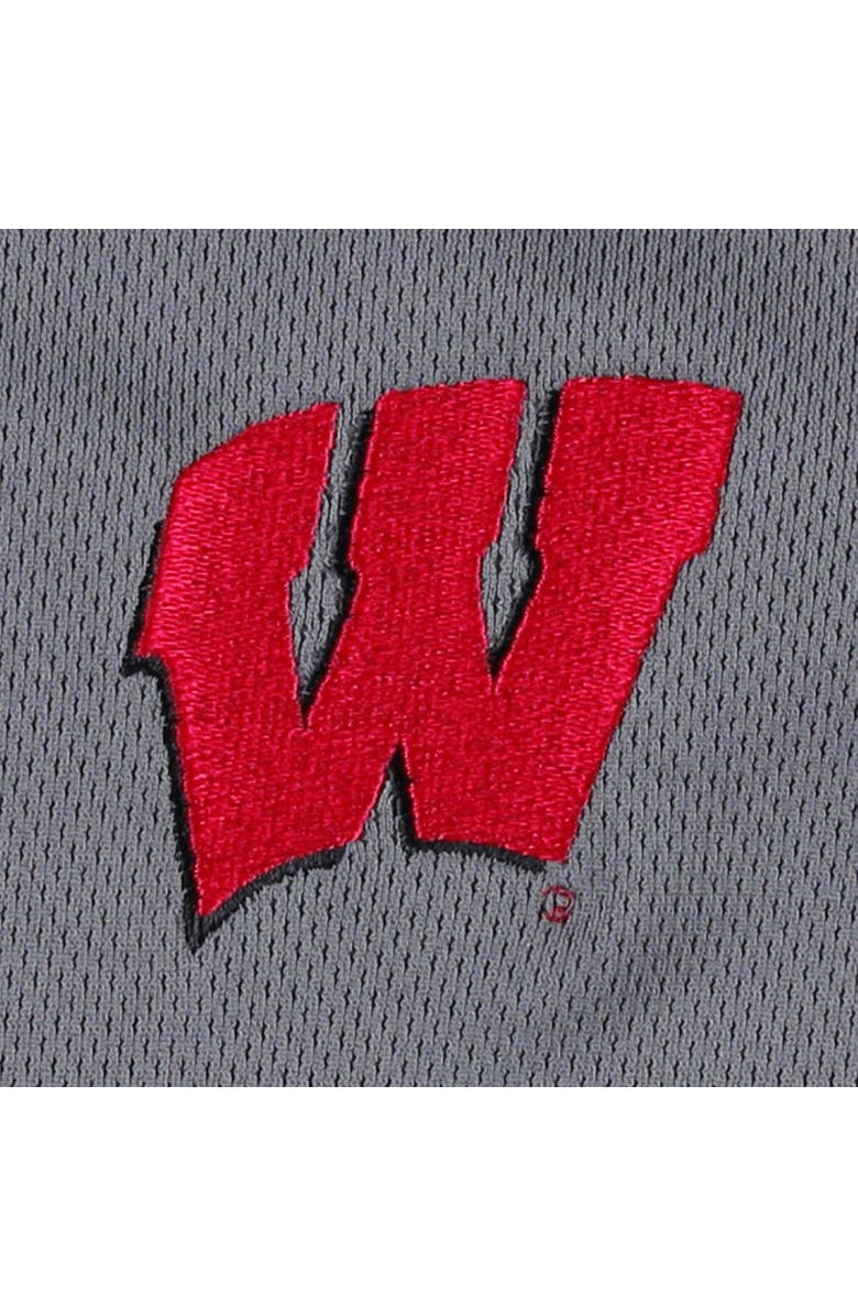 Under Armour Youth Under Armour Charcoal Wisconsin Badgers Tech Mesh Performance Polo, Alternate, color,
