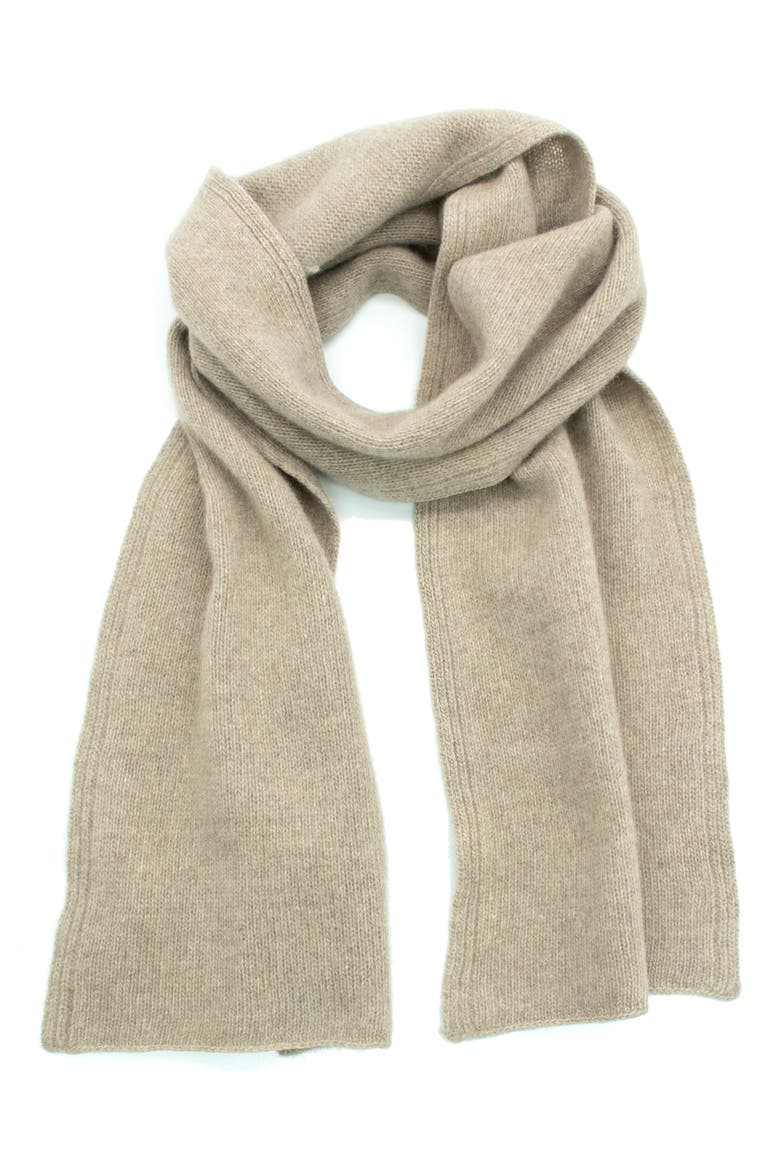 Cashmere Jersey Scarf, Main, color, NILE BROWN