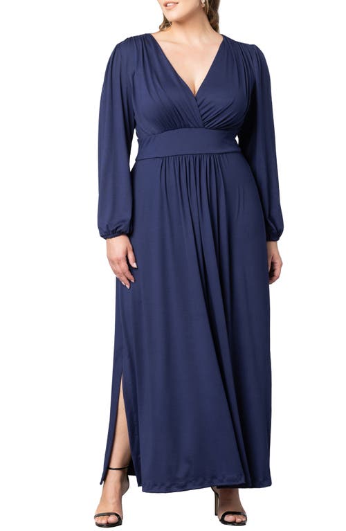 Kiyonna Kelsey Long Sleeve Maxi Dress In Nouveau Navy