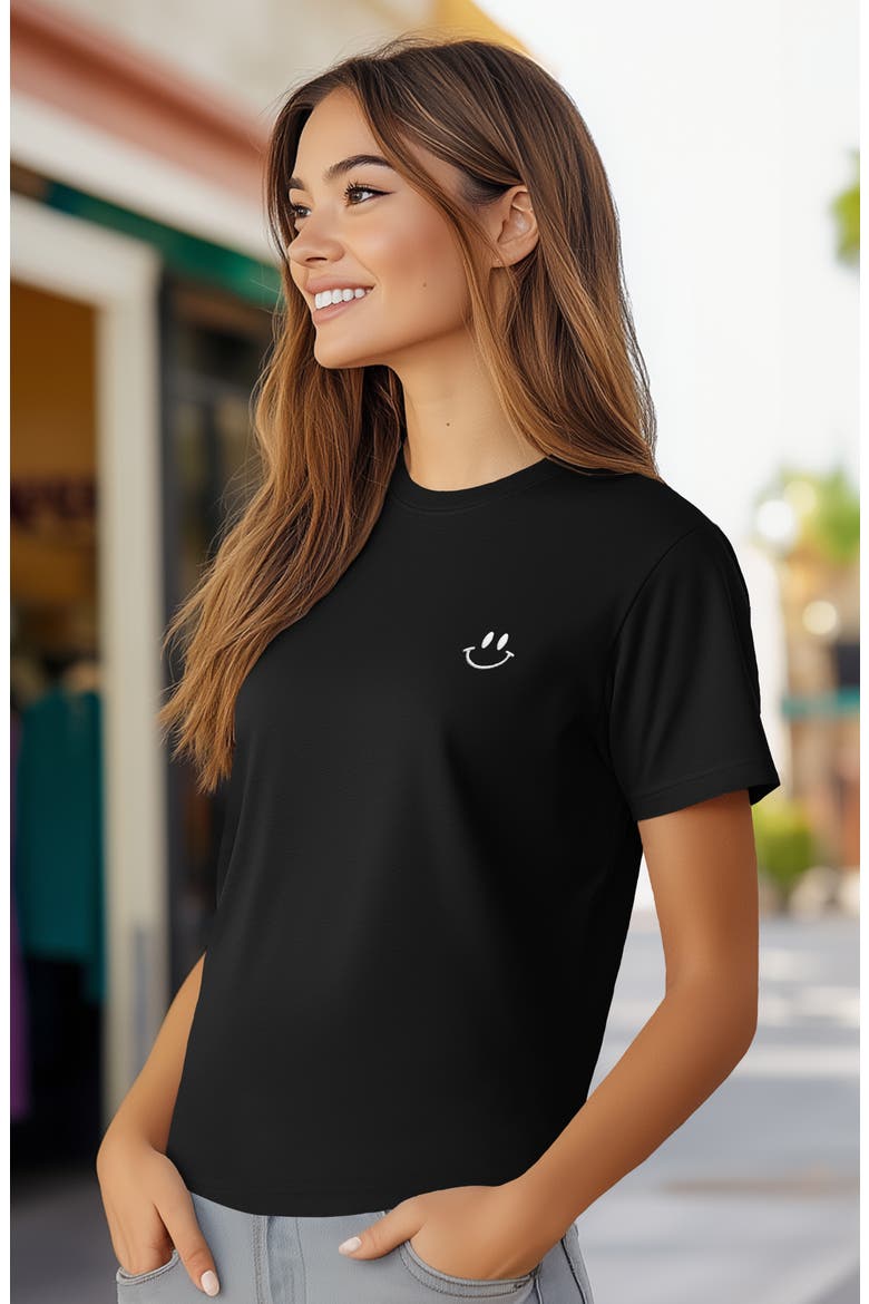 Smile Face Tee, Alternate, color, Black