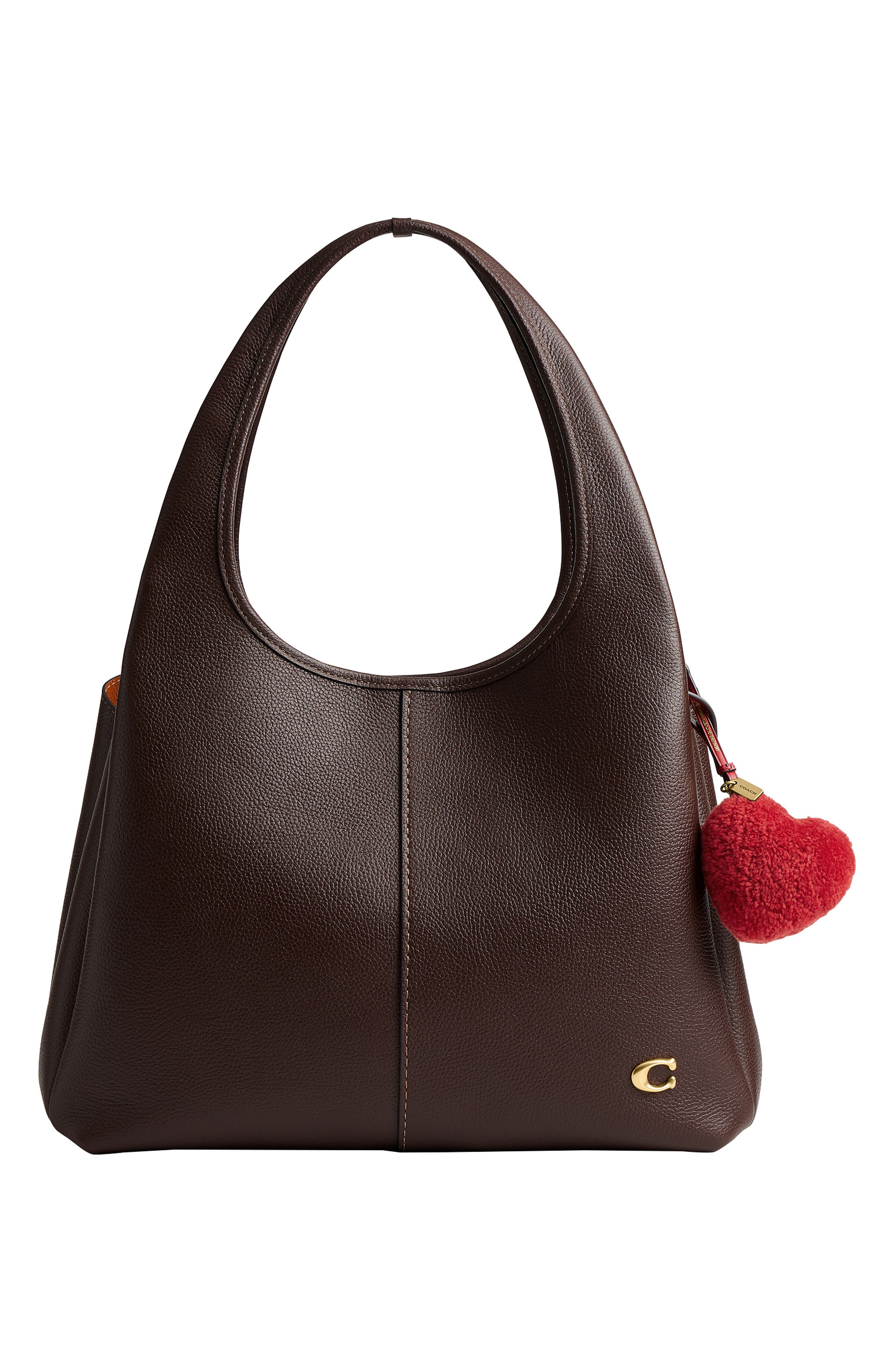 Genuine Shearling Puffy Heart Bag Charm, Main, color, B4/ POPPY