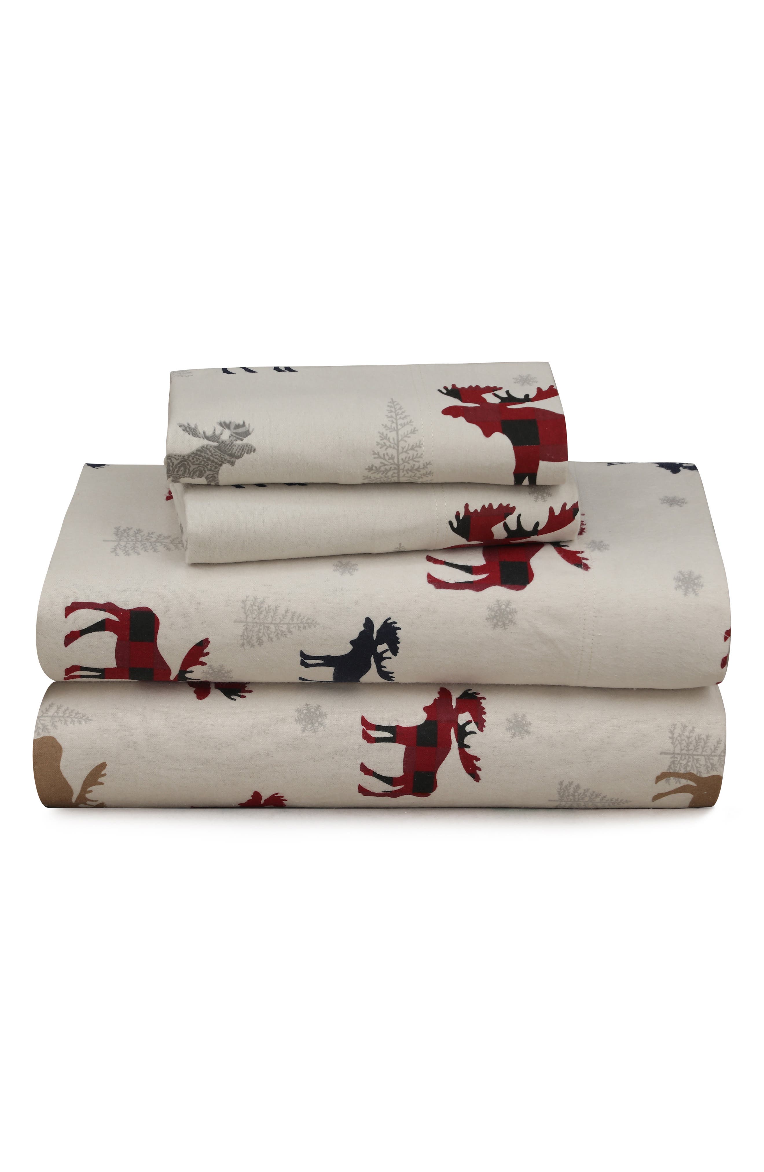 AZORES HOME Moose Plaid Cotton Flannel Sheet Set