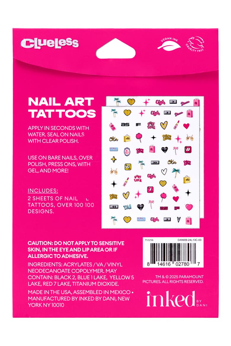 Clueless Whatever Nail Art Tattoos, Alternate, color, MULTI