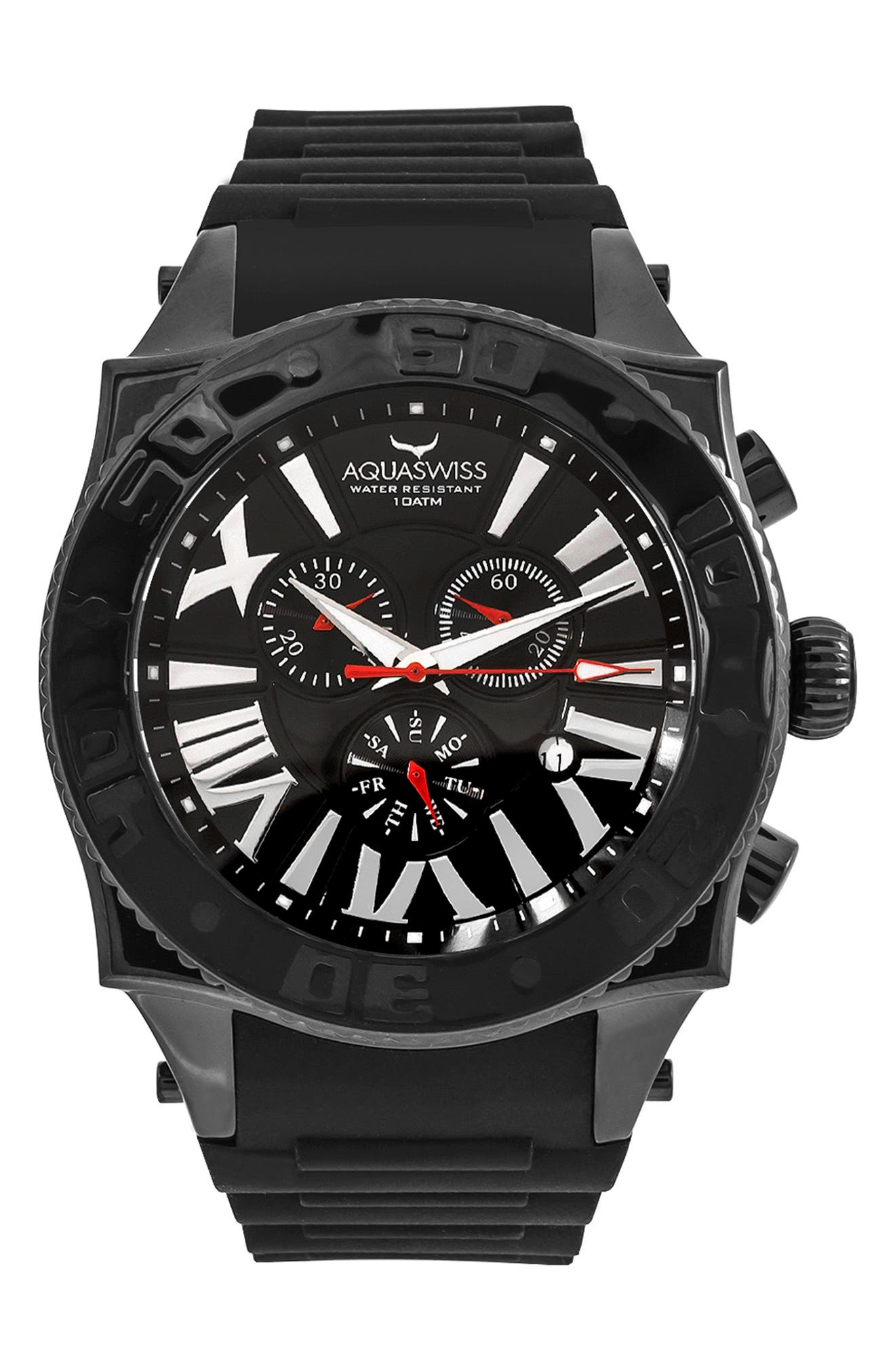AQUASWISS Men's Swissport XG Silicone Strap Watch, 50mm x 63mm