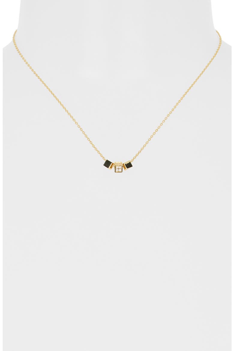Mini Cube Cubic Zirconia Pendant Necklace, Alternate, color, GOLD