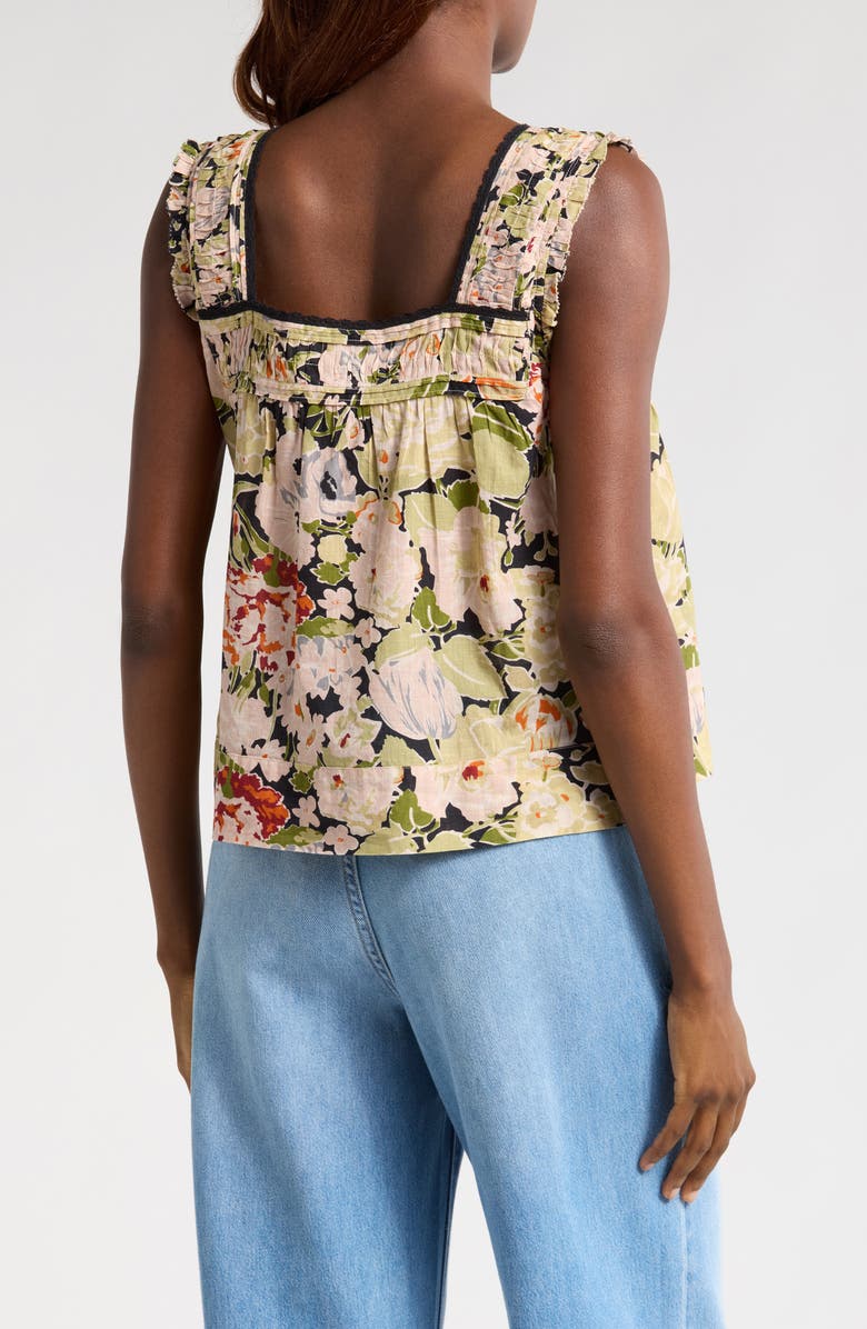 THE GREAT. The Victorian Pleat Crop Tank, Alternate, color, Vintage Rose Print