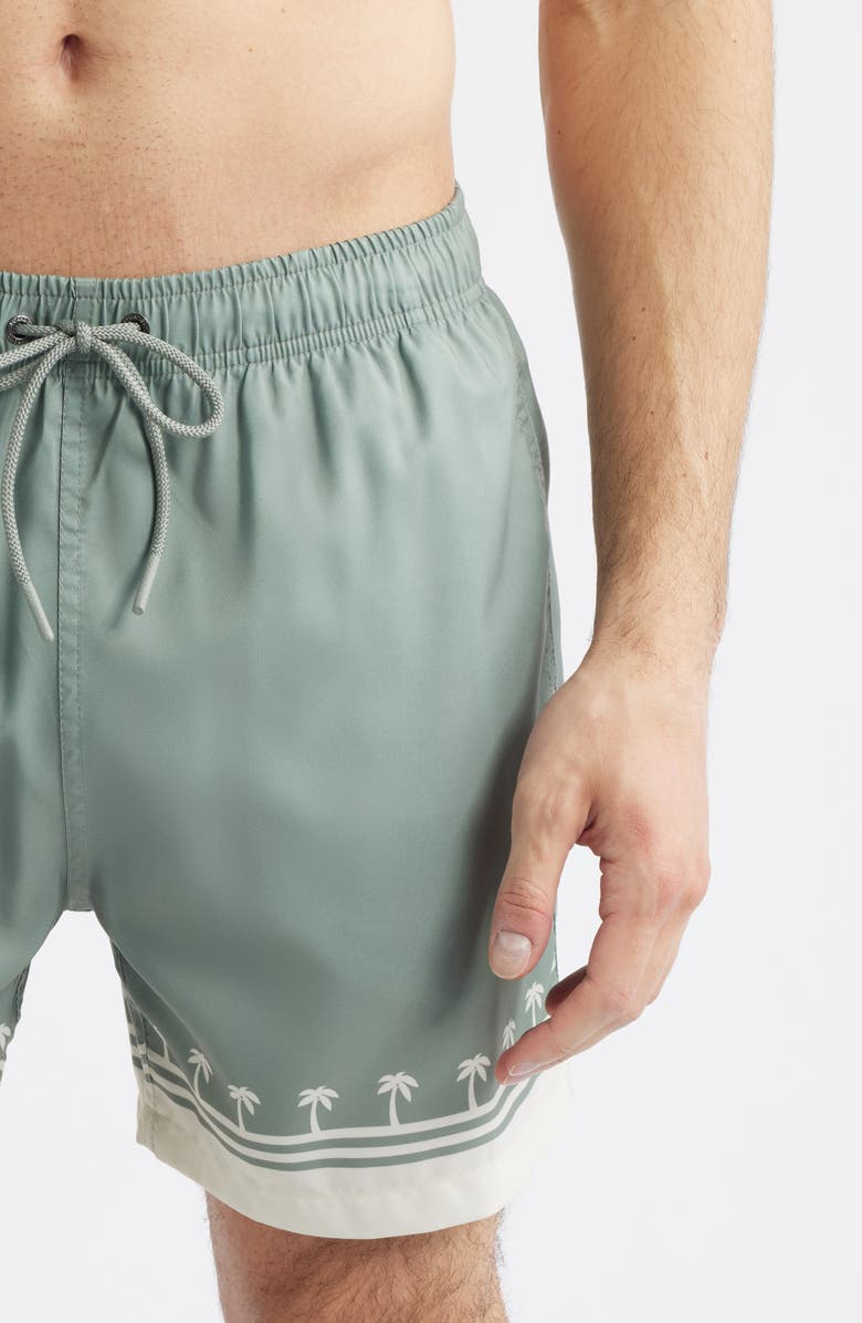 Boardies Palm Tree Print Swim Trunks, Alternate, color, Olive