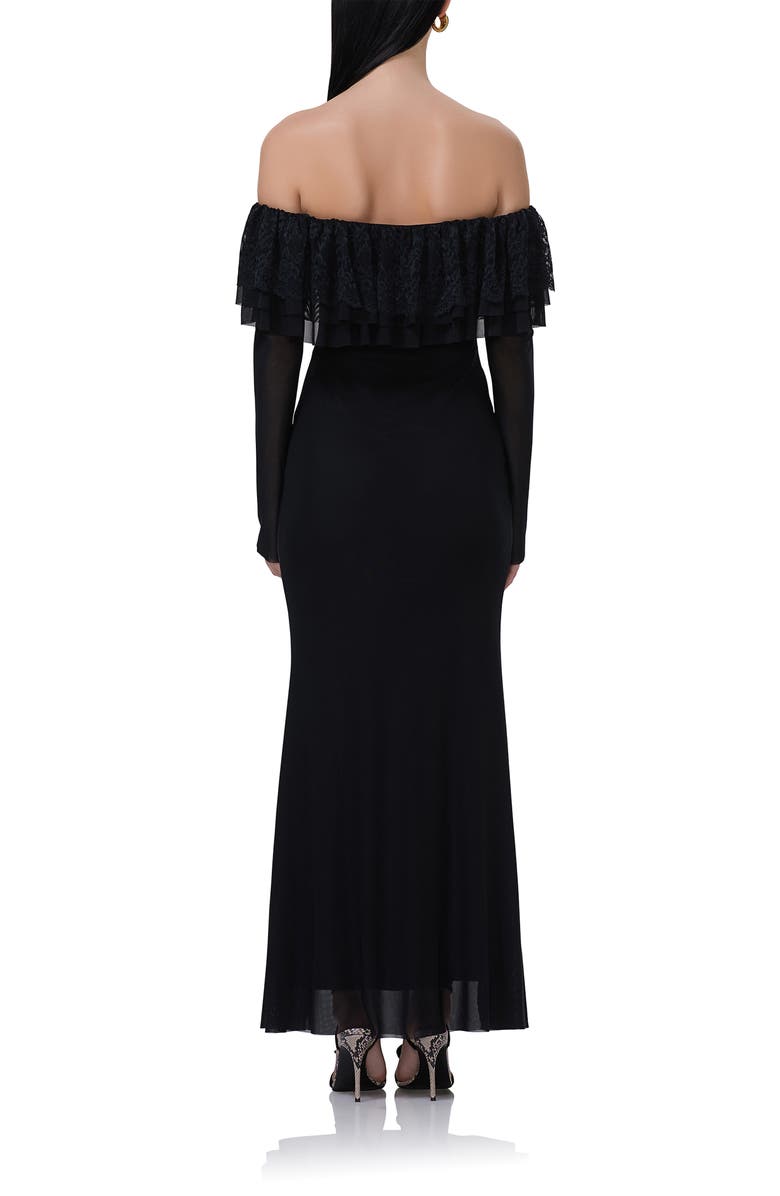 AFRM Betty Off the Shoulder Long Sleeve Mesh Maxi Dress, Alternate, color,