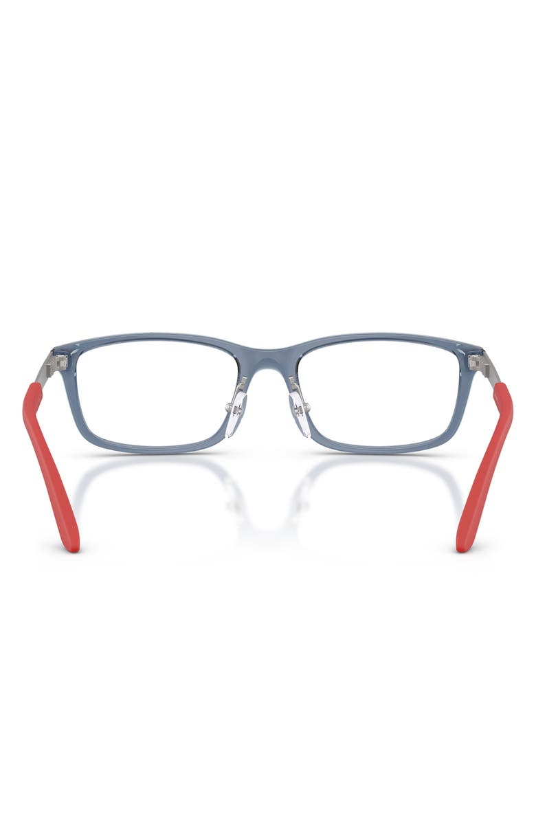 Emporio Armani Kids' 47mm Small Rectangular Optical Glasses, Alternate, color, Transparent Blue / Demo Lens