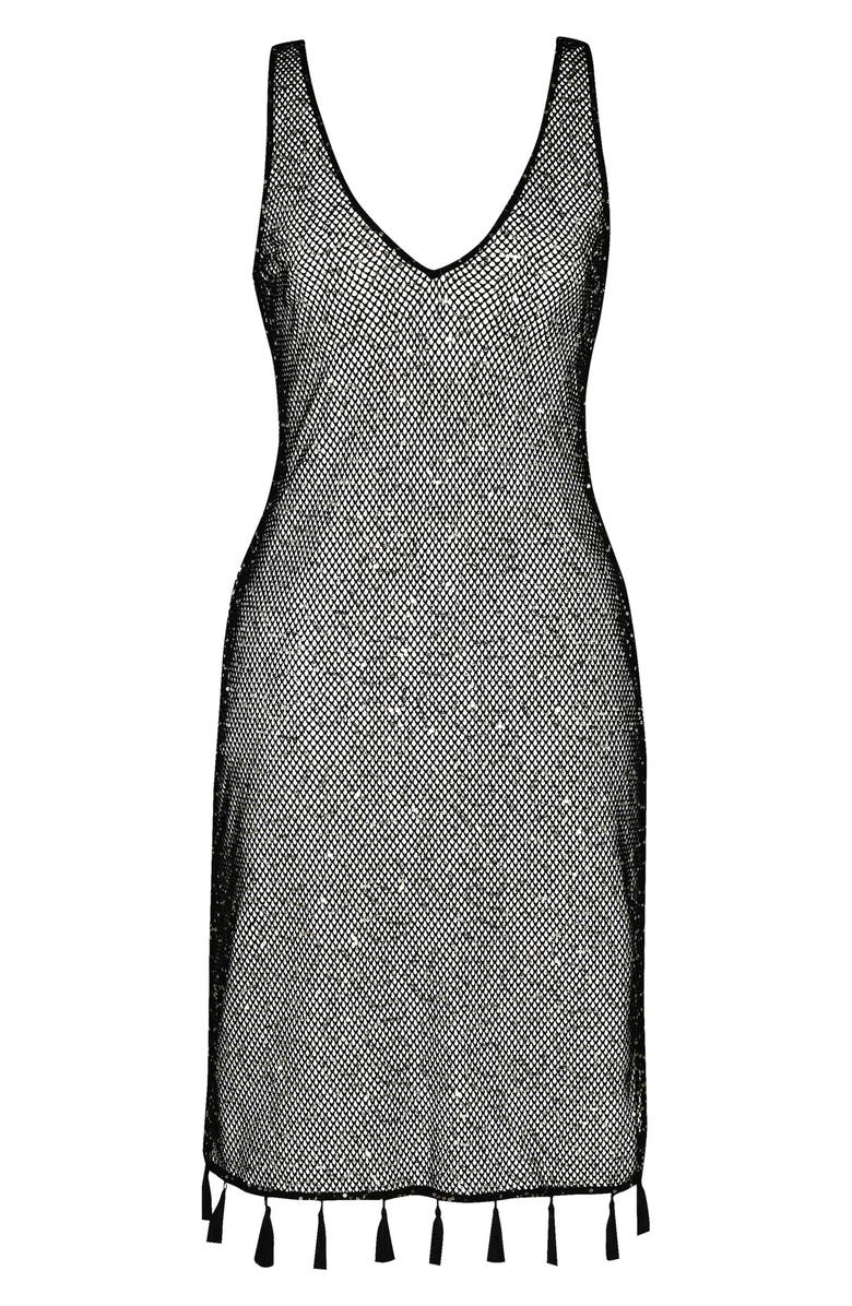 Sunshine 79 Shine Open Stitch Cover-Up Dress, Alternate, color, Black