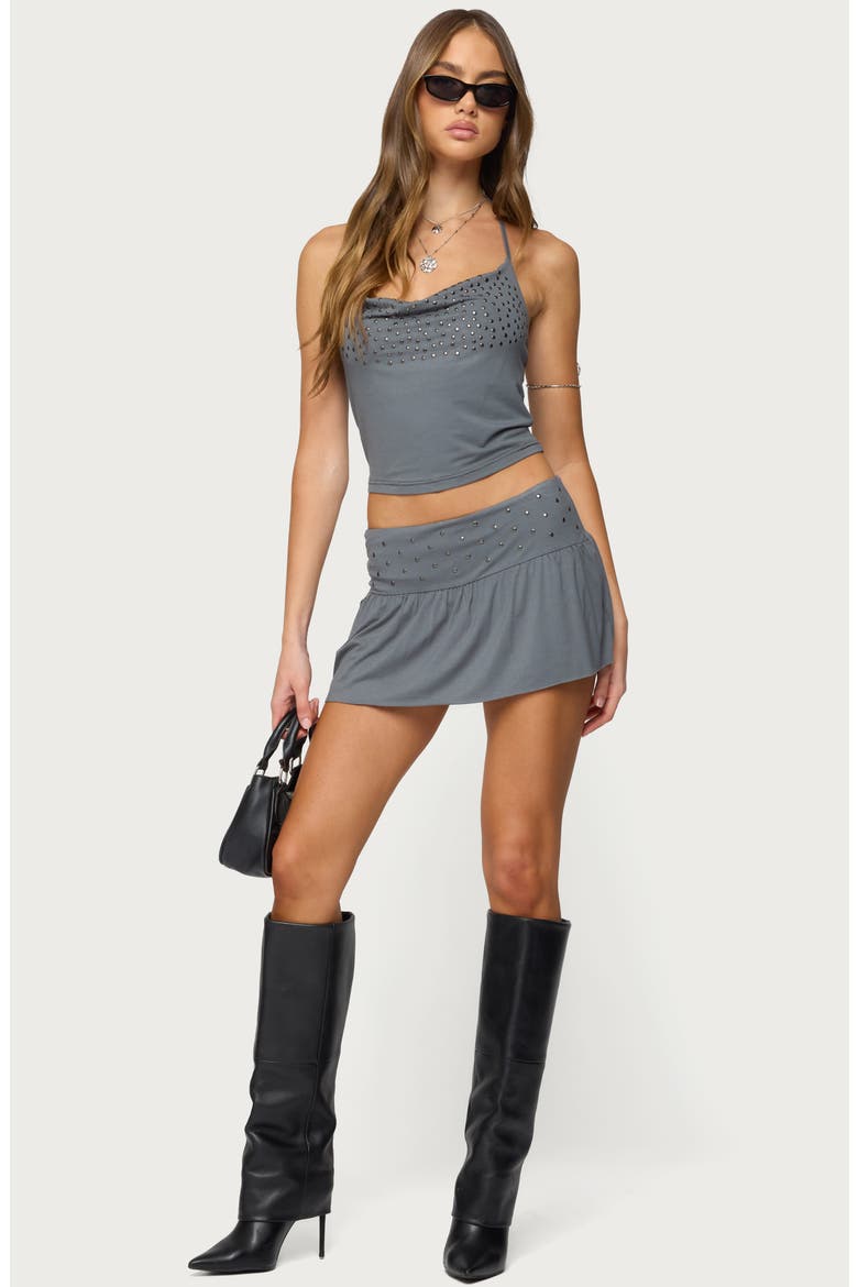 Klara Studded Miniskirt, Alternate, color, GRAY