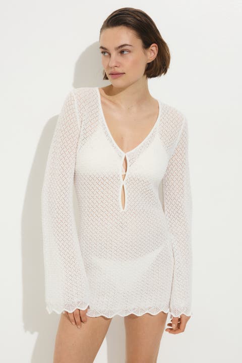 Pointelle-knit beach dress