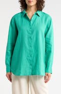 Eileen Fisher Classic Collar Organic Linen Button-Up Shirt