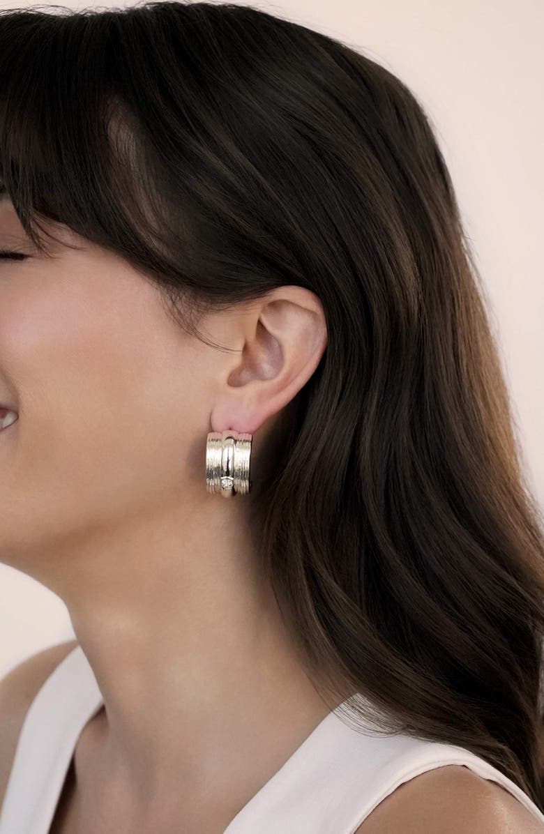 Ettika Textured Statement Hoop Earrings, Alternate, color, Silver