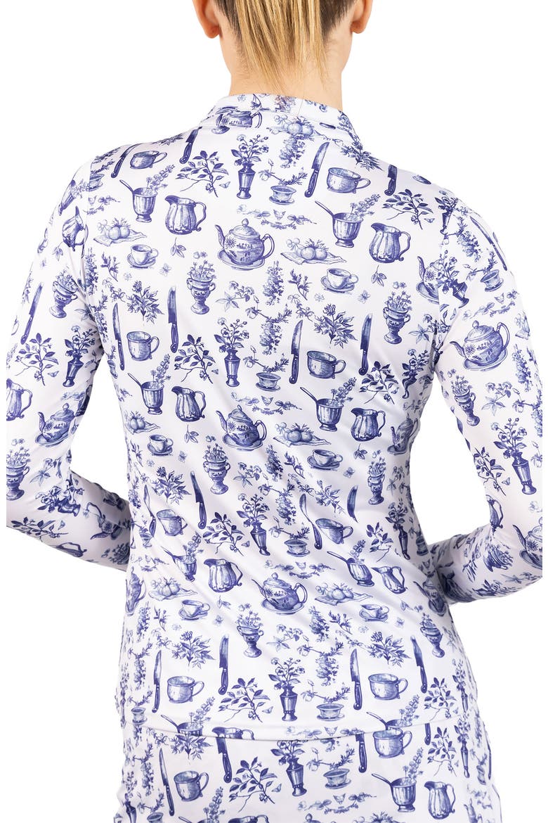 Toile Print Performance Quarter Zip Pullover, Alternate, color, LIGHT BLUE