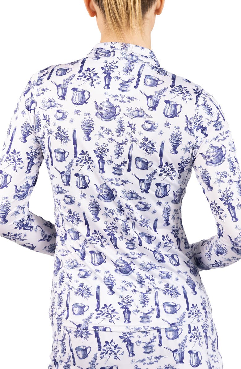 TailorByrd Toile Print Performance Quarter Zip Pullover, Alternate, color, Light Blue