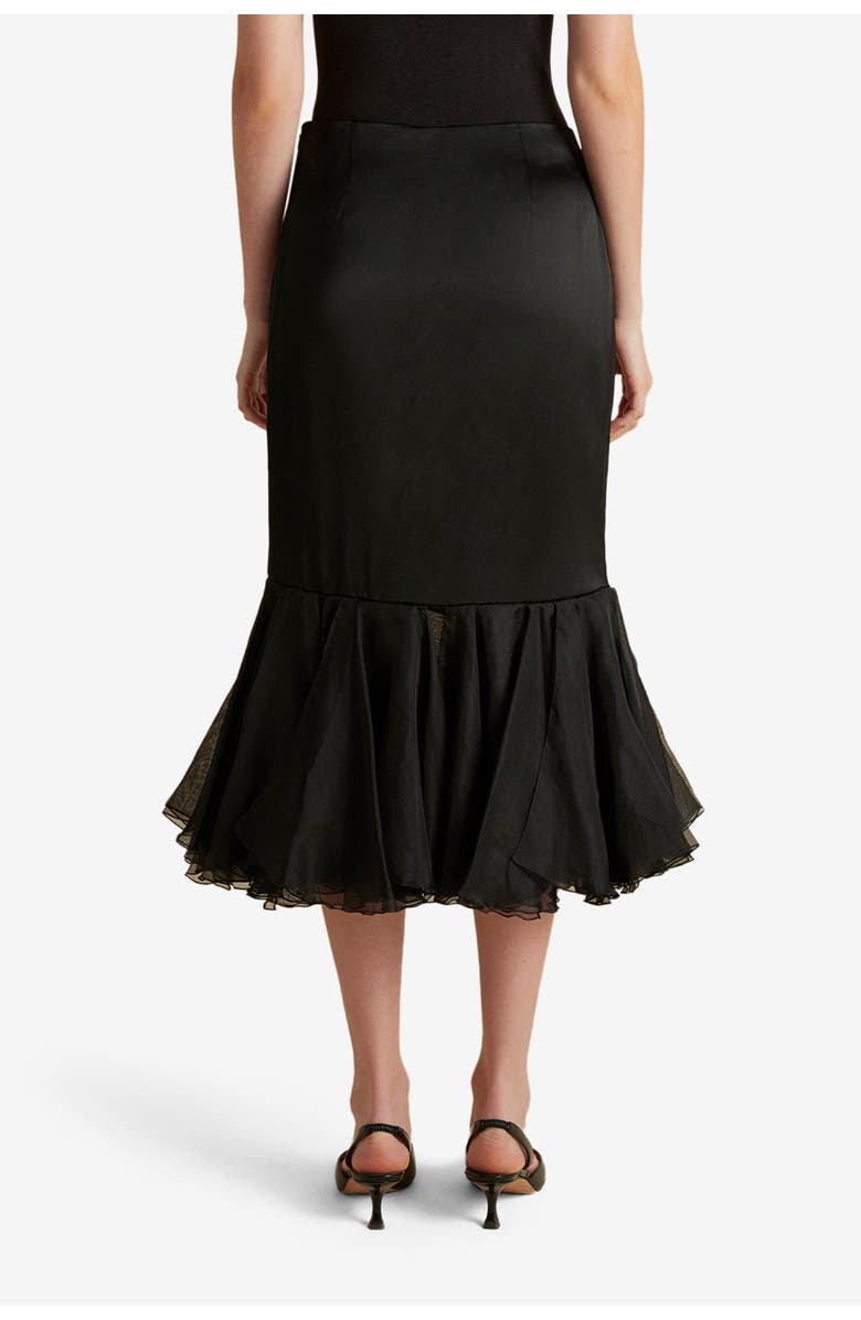 Marina Moscone Cady Skirt with Organza Founce Hem, Alternate, color, Black