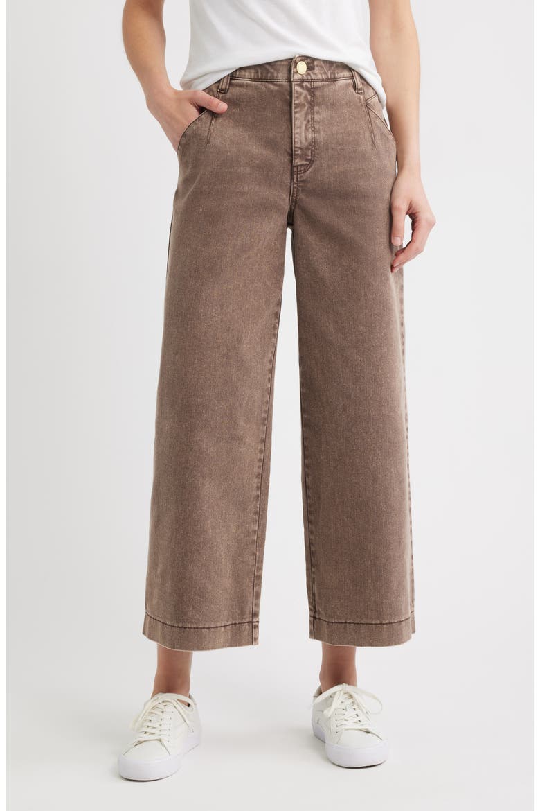 Wyatt Skyrise Washed Ankle Wide Leg Jeans, Main, color, WASHED DARK WALNUT