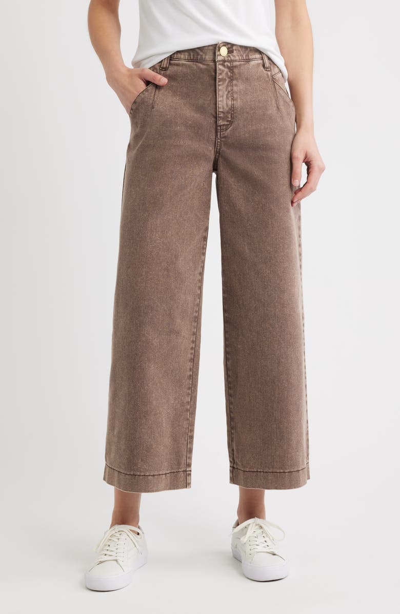 Wit & Wisdom Wyatt Skyrise Washed Ankle Wide Leg Jeans, Main, color, Washed Dark Walnut