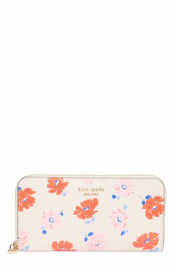 Morgan Dotty Floral Embossed Saffiano Leather Zip Continental Wallet