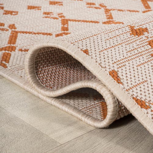 Jonathan Y Ourika Moroccan Geometric Textured Weave Indoor/outdoor Area Rug In Cream/orange