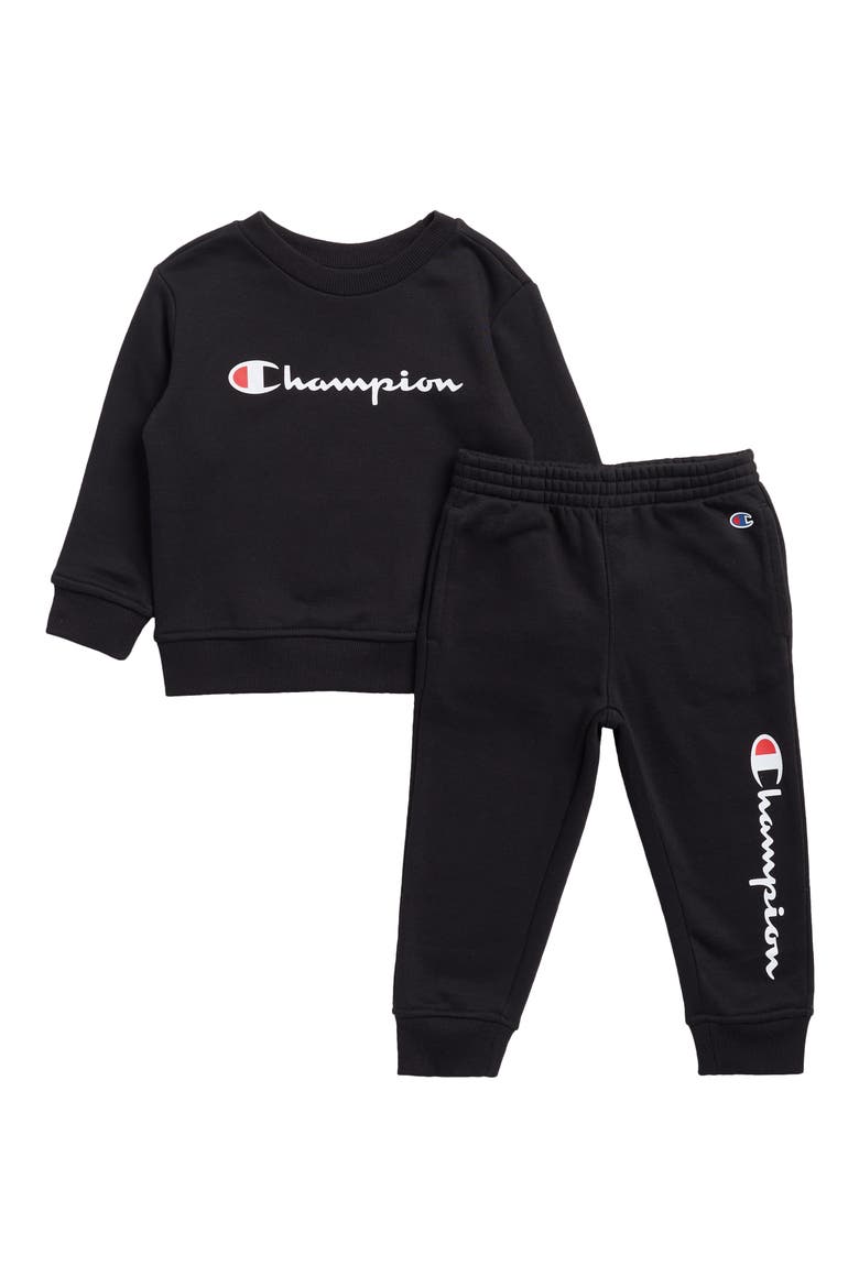 Kids' Signature Logo Sweatshirt & Joggers Set, Main, color, BLACK ONYX