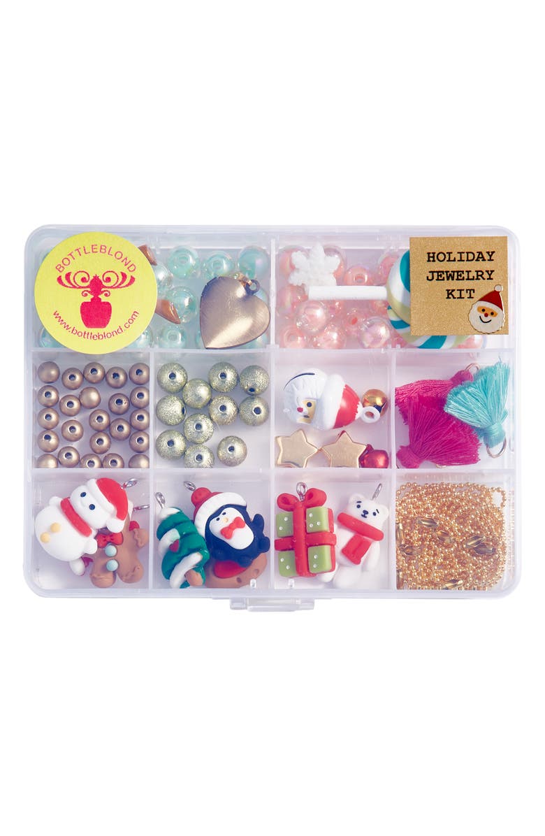 BOTTLEBLOND Kids' Holiday Jewelry Kit, Alternate, color, Red  Multi/ Gold