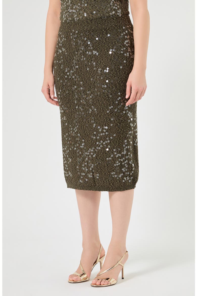 Sequin Bouclé Skirt, Main, color, KAKI
