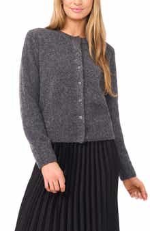 Halogen® Fuzzy Crewneck Cardigan