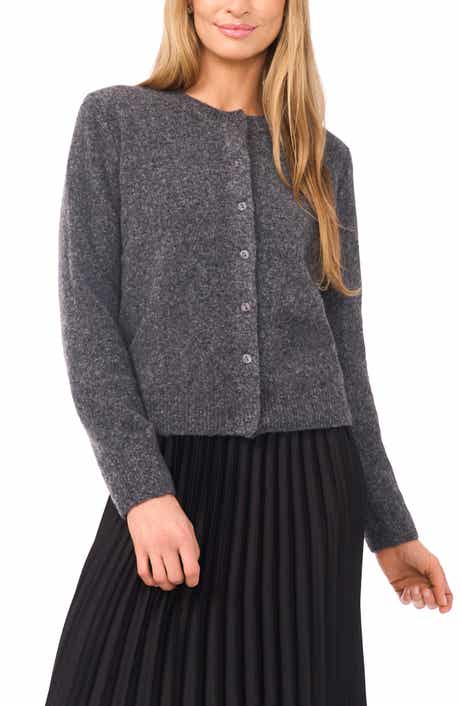 Halogen® Fuzzy Crewneck Cardigan