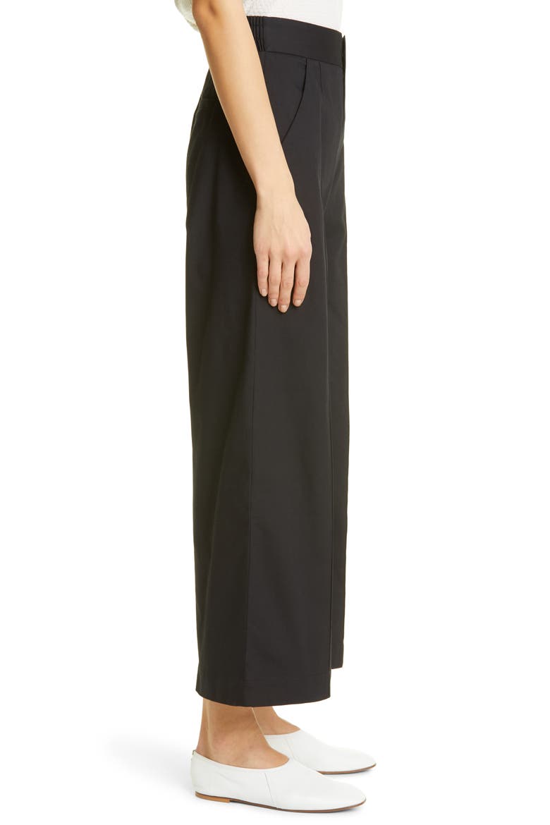 Piedra Pintuck Stretch Twill Wide Leg Ankle Pants, Alternate, color, BLACK
