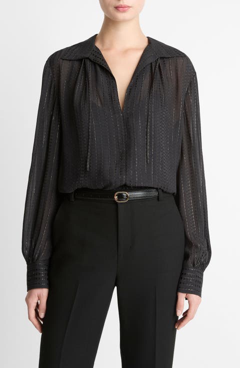 Metallic Stripe Long Sleeve Top