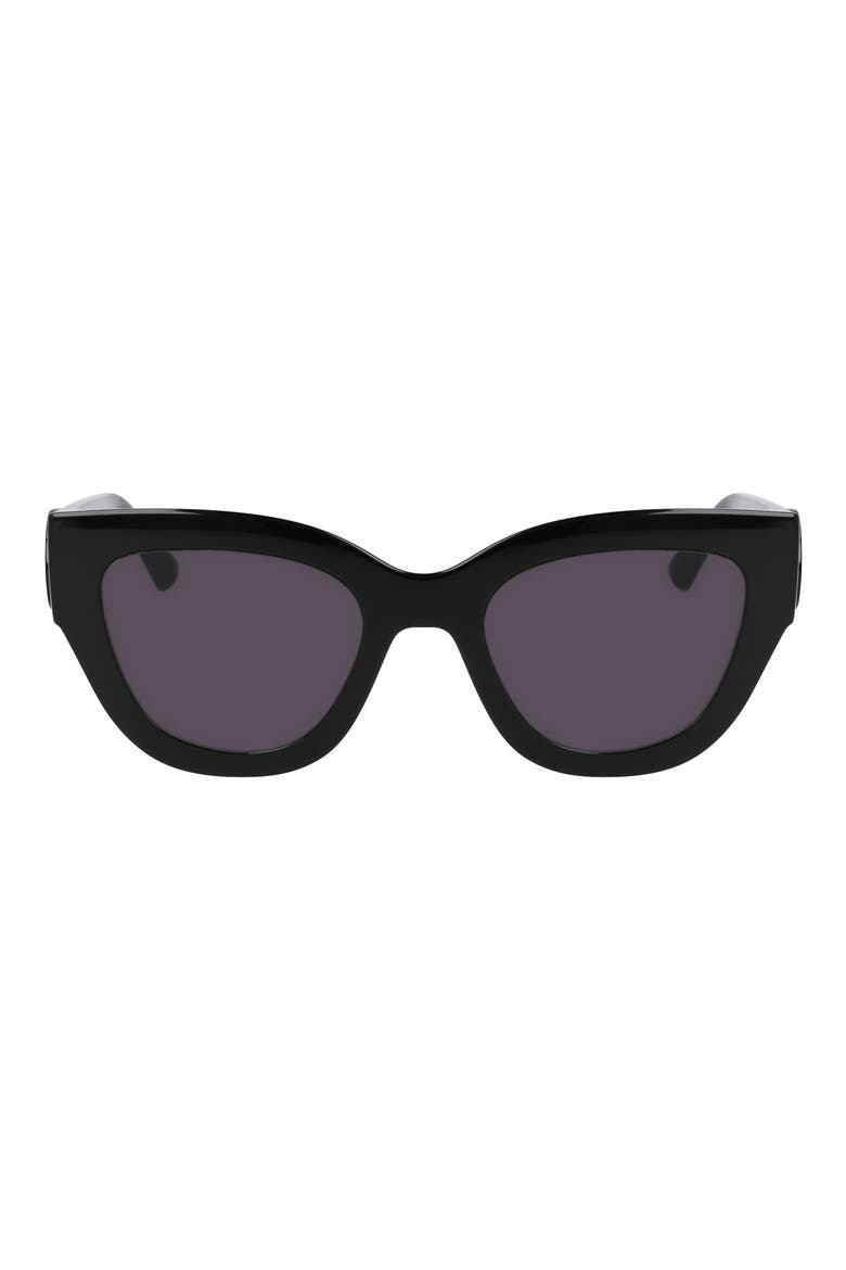 52mm Cat Eye Sunglasses, Main, color, BLACK
