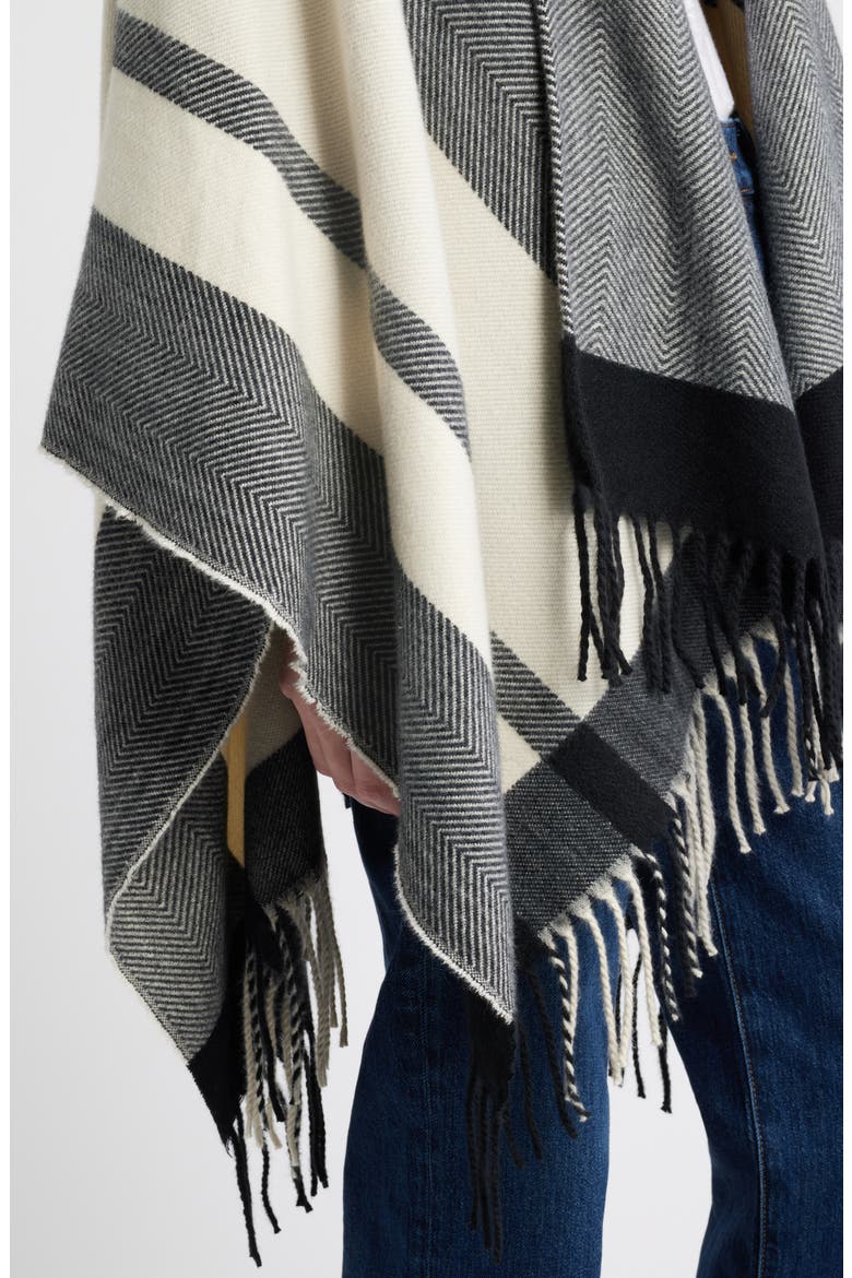 Cozy Fringe Ruana, Alternate, color, BLACK- LIGHT GREY