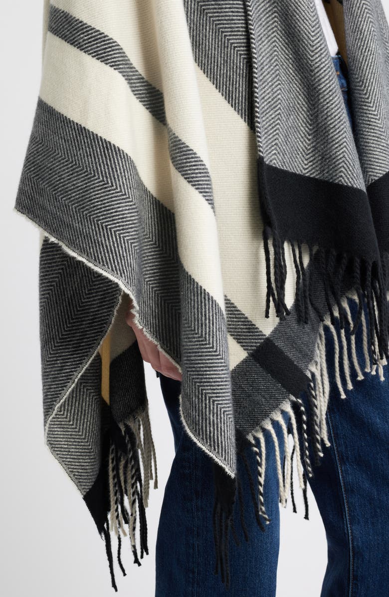 Treasure & Bond Cozy Fringe Ruana, Alternate, color, Black- Light Grey