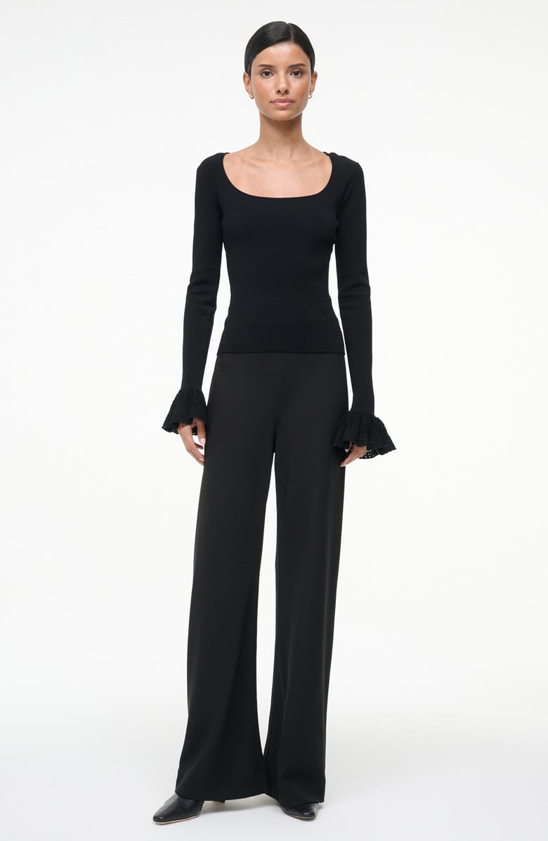 STAUD Shelley Frill Sleeve Top, Alternate, color, Black